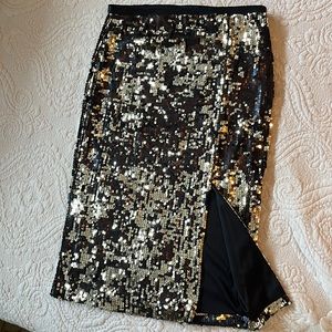 Nine West gold and black cocktail sequined pencil skirt